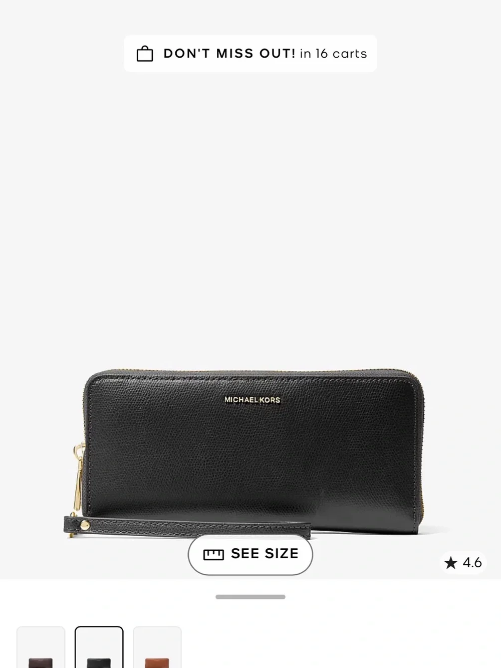 Michael Kors Black Pebbled Leather Wristlet Wallet with Gold Logo